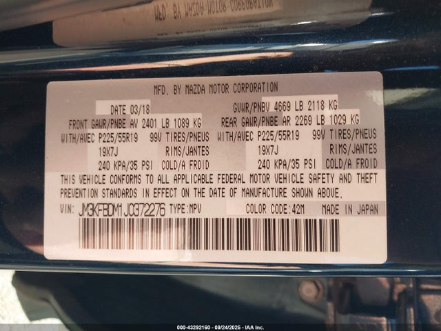 Mazda Cx-5 Grand Touring 2018 JM3KFBDM1J0372276 Image 9