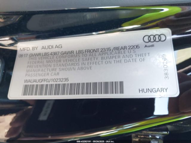 2018 AUDI A3 WAUAUGFF0J1023235 Photo 8