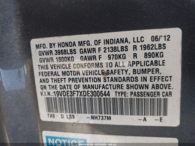 2013 ACURA ILX HYBRID 19VDE3F7XDE300644 Photo 8