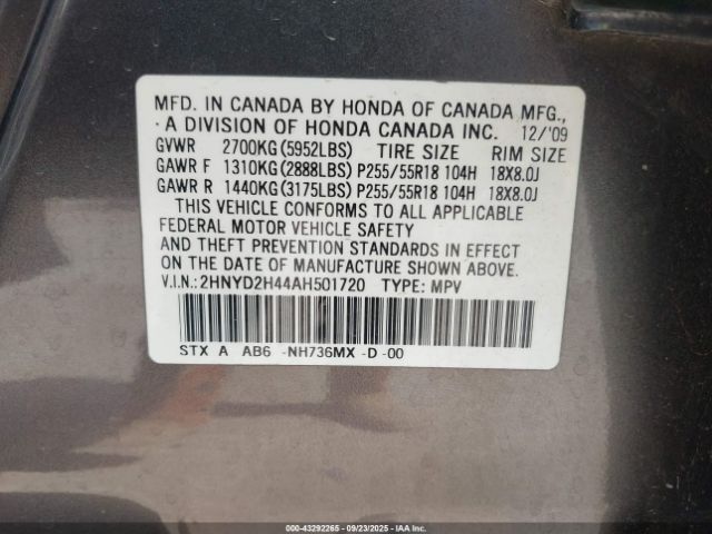 2010 ACURA MDX 2HNYD2H44AH501720 Photo 8