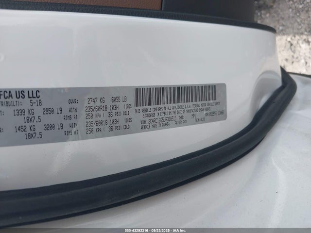 Aukcja sprzedaży 2018 Chrysler Pacifica Limited, vin: 2C4RC1GG5JR338511, numer aukcji: 43292316