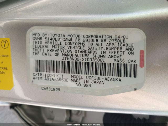 Продажа на аукционе авто 2001 Lexus Ls 430, vin: JTHBN30FX10039081, номер лота: 43292319