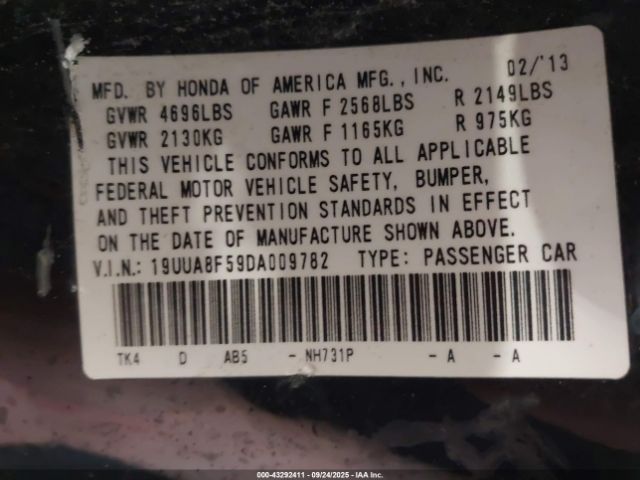 2013 ACURA TL 19UUA8F59DA009782 Photo 8