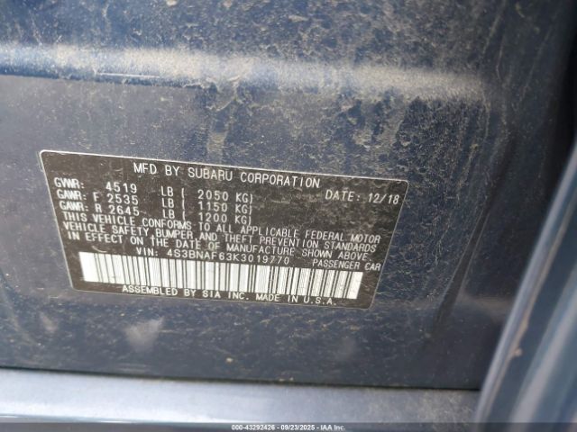 2019 SUBARU LEGACY 4S3BNAF63K3019770 Photo 8