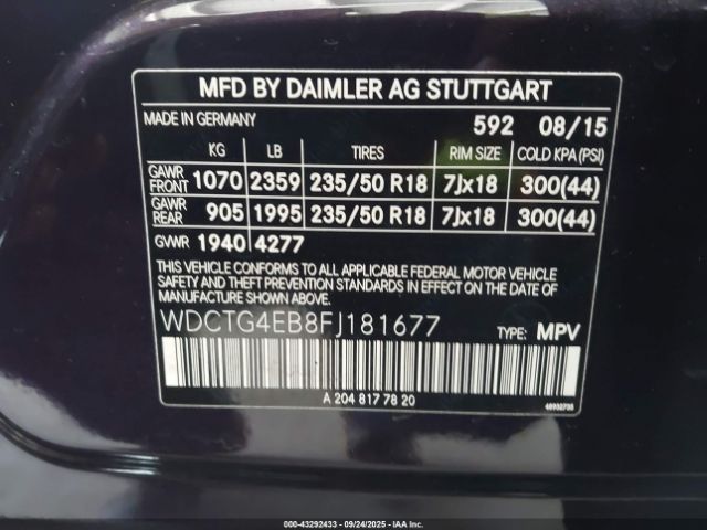 2015 MERCEDES-BENZ GLA 250 WDCTG4EB8FJ181677 Photo 8