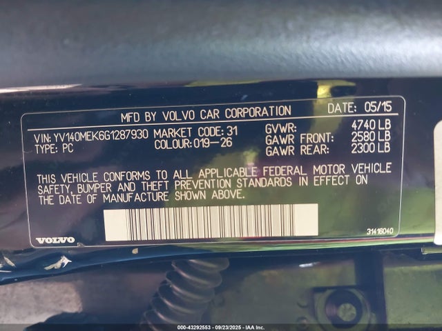 YV140MEK6G1287930 Volvo b4204t11 (ulev2)