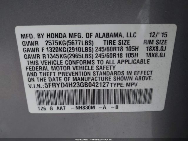 2016 ACURA MDX 5FRYD4H23GB042127 Photo 8