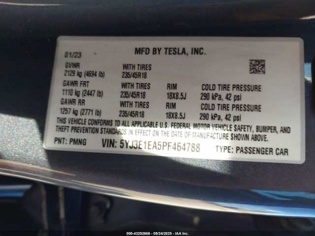 2023 TESLA MODEL 3 5YJ3E1EA5PF464788 Photo 8