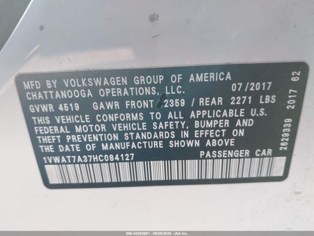 2017 VOLKSWAGEN PASSAT 1VWAT7A37HC084127 Photo 8