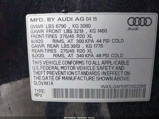 2015 AUDI Q7 WA1LGAFE6FD022565 Photo 8