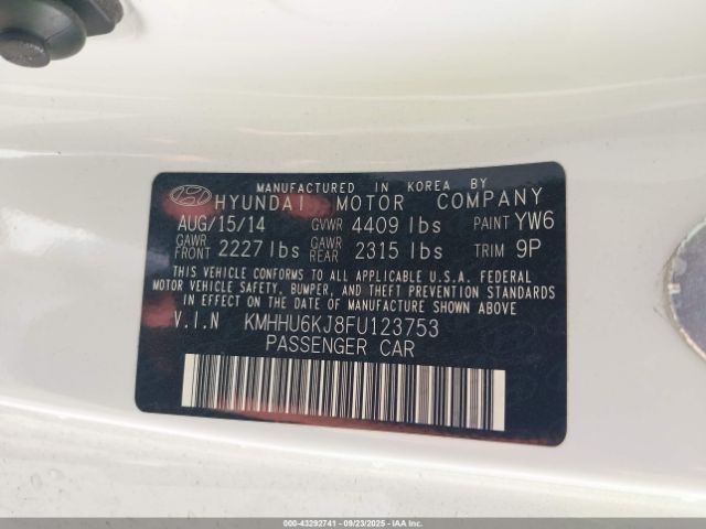 2015 HYUNDAI GENESIS KMHHU6KJ8FU123753 Photo 8
