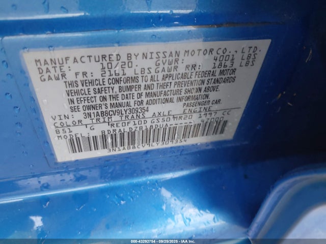 3N1AB8CV9LY309354 Nissan Sentra Sv Xtronic Cvt