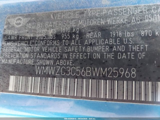 2011 MINI COOPER S COUNTRYMAN WMWZC3C56BWM25968 Photo 8