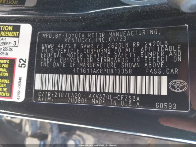 2023 TOYOTA CAMRY 4T1G11AK8PU813358 Photo 8