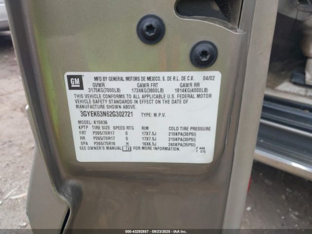 2002 CADILLAC ESCALADE EXT 3GYEK63N62G302721 Photo 8