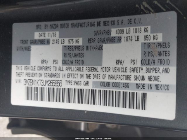 2018 MAZDA MAZDA3 3MZBN1K73JM265856 Photo 8