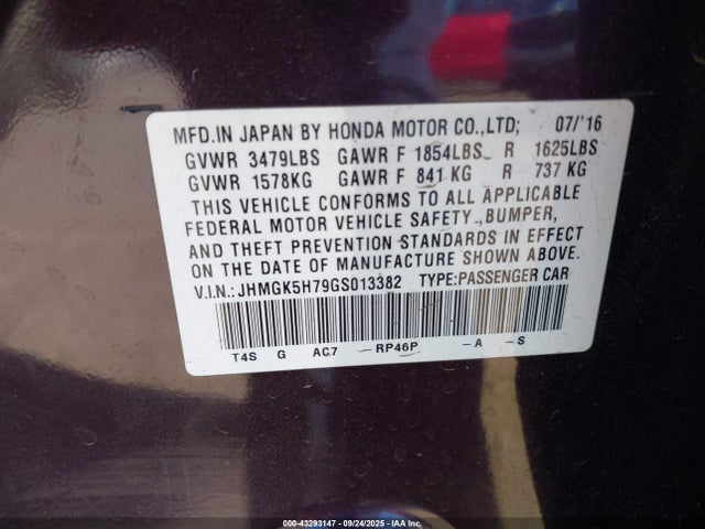 JHMGK5H79GS013382 Honda l15b1