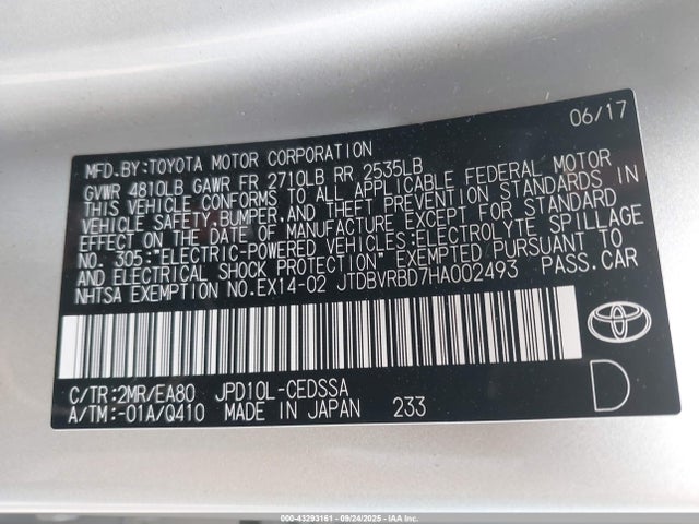 Toyota 4jm 2017 JTDBVRBD7HA002493 Image 9