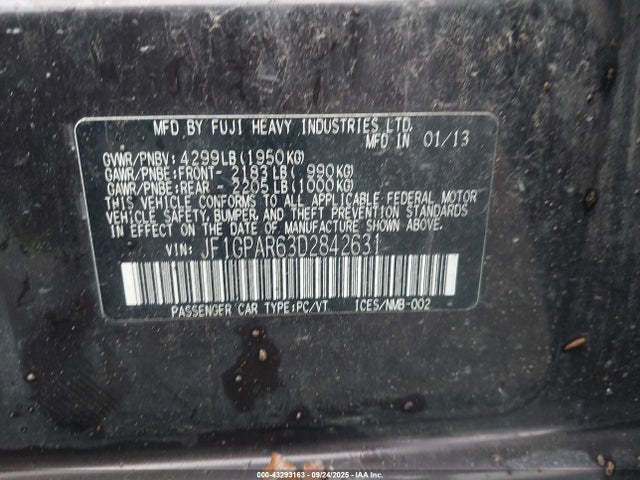 43293163 :رقم المزاد ، JF1GPAR63D2842631 vin ، 2013 Subaru Impreza 2.0i Sport Limited مزاد بيع