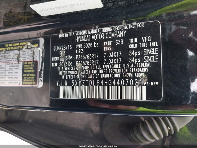 5XYZTDLB4HG440702 Hyundai gdi theta ii