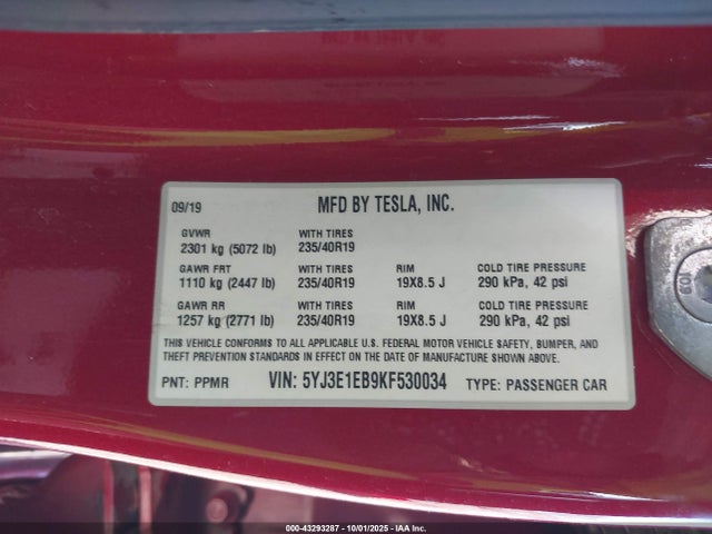 2019 TESLA MODEL 3 5YJ3E1EB9KF530034 Photo 8