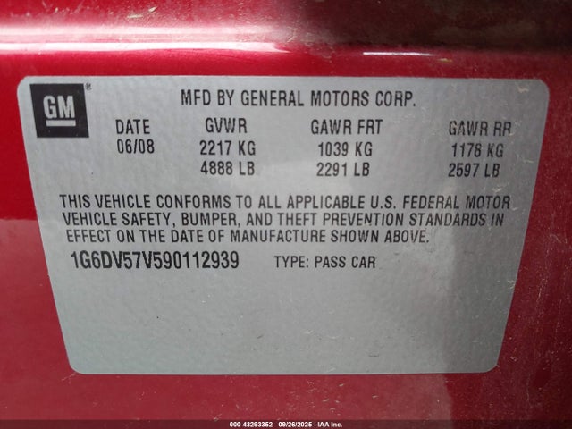 2009 CADILLAC CTS 1G6DV57V590112939 Photo 8