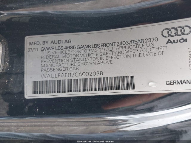 2012 AUDI A5 WAULFAFR7CA002038 Photo 8