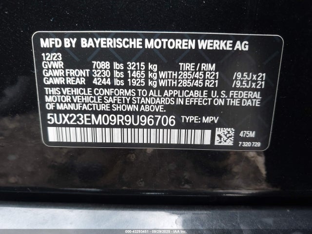 5UX23EM09R9U96706 BMW X7