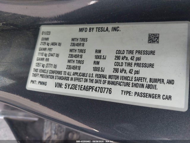 2023 TESLA MODEL 3 5YJ3E1EA6PF470776 Photo 8