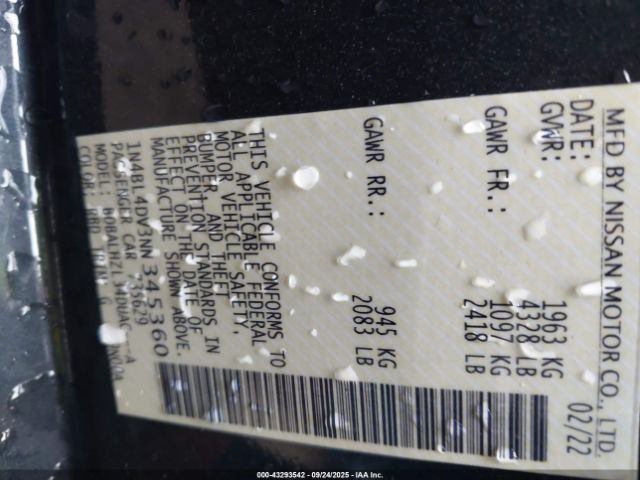 2022 NISSAN ALTIMA 1N4BL4DV3NN345360 Photo 8