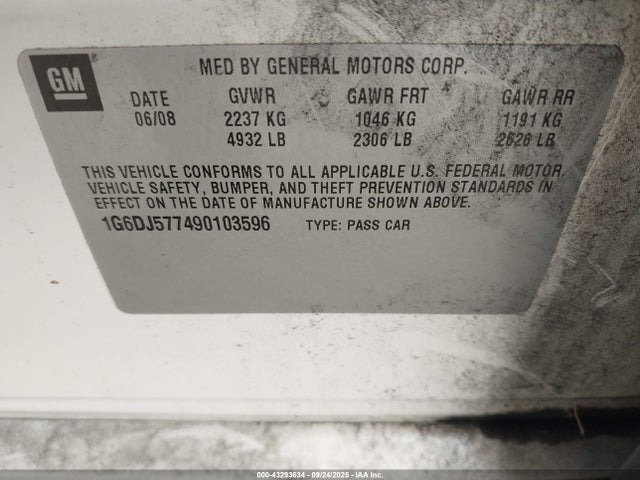 2009 CADILLAC CTS 1G6DJ577490103596 Photo 8