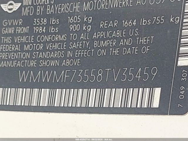 2008 MINI COOPER S WMWMF73558TV35459 Photo 8