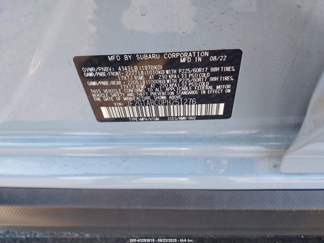 Продажа на аукционе авто 2023 Subaru Crosstrek, vin: JF2GTABC0PH251276, номер лота: 43293819
