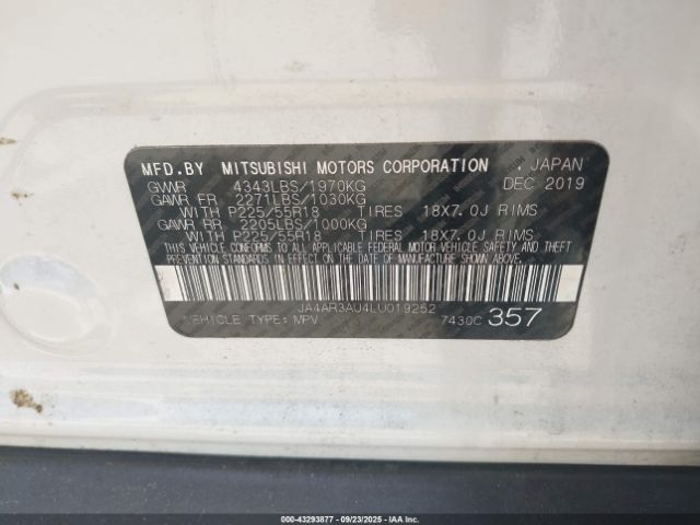 2020 MITSUBISHI OUTLANDER SPORT JA4AR3AU4LU019252 Photo 8