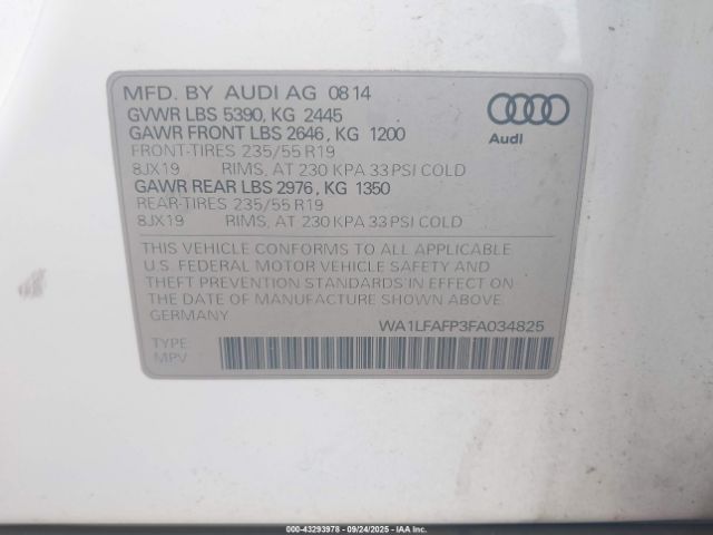 2015 AUDI Q5 WA1LFAFP3FA034825 Photo 8