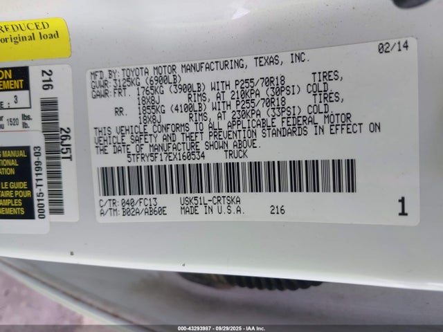 Toyota 3ur-fe 2014 5TFRY5F17EX160534 Image 9