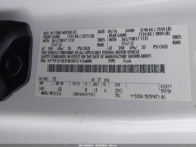 Ford F-150 2016 1FTFX1EF8GFC13486 Image 9