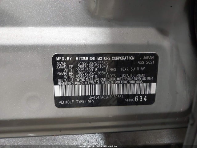 JA4J4TA82NZ032864 Mitsubishi Outlander Es 2.5 S-awc
