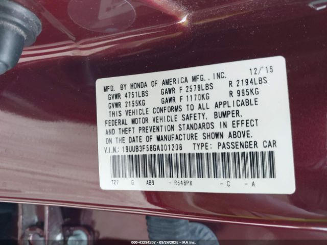 2016 ACURA TLX 19UUB3F58GA001208 Photo 8