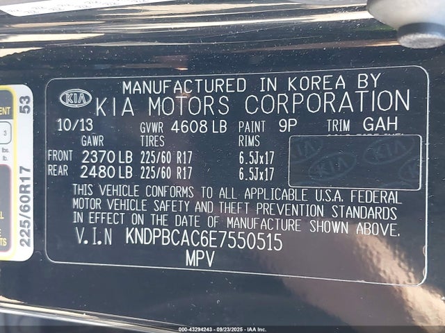 KIA dohc gdi theta ii 2014 KNDPBCAC6E7550515 Image 9