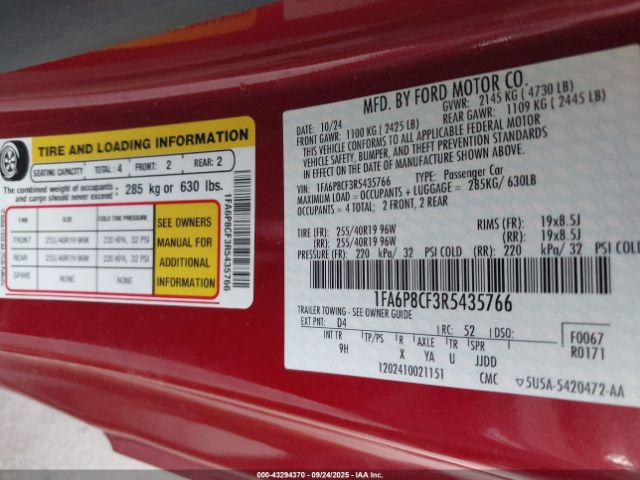 2024 FORD MUSTANG 1FA6P8CF3R5435766 Photo 8