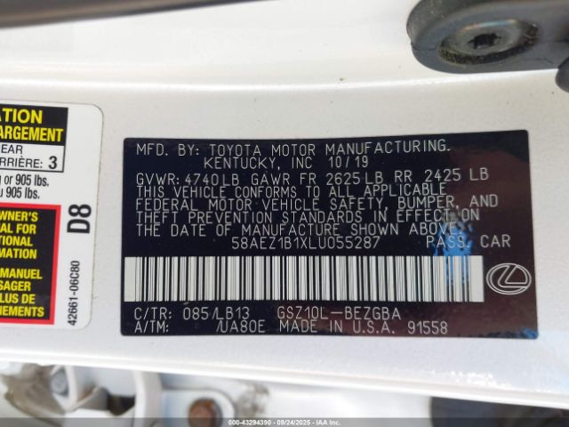 2020 LEXUS ES 350 58AEZ1B1XLU055287 Photo 8