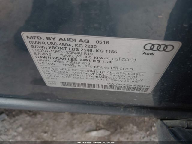 2016 AUDI Q3 WA1GFCFS5GR024253 Photo 8