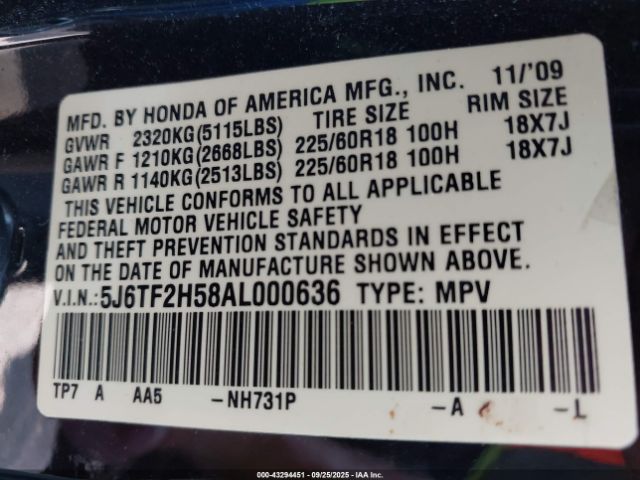 2010 HONDA ACCORD CROSSTOUR 5J6TF2H58AL000636 Photo 8