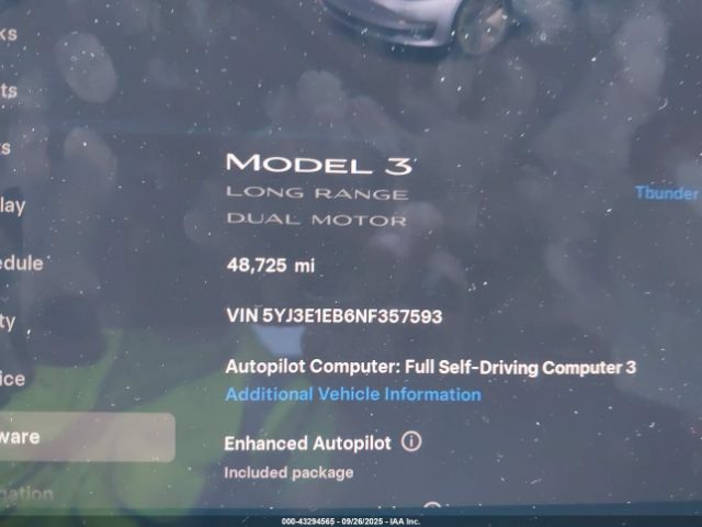 2022 TESLA MODEL 3 5YJ3E1EB6NF357593 Photo 6