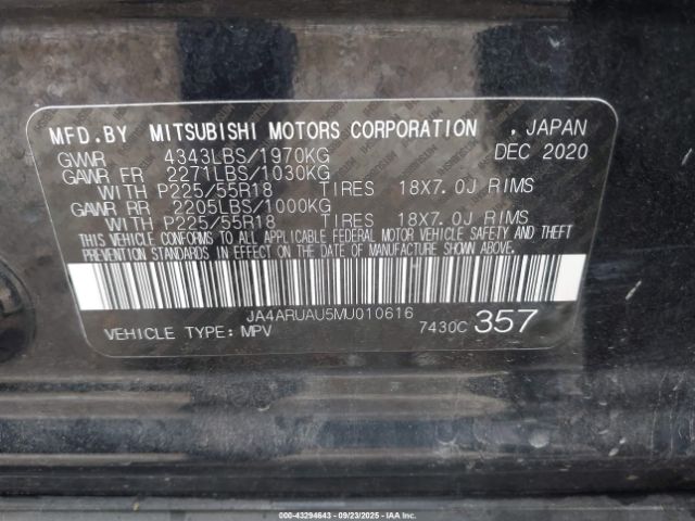 2021 MITSUBISHI OUTLANDER SPORT JA4ARUAU5MU010616 Photo 8