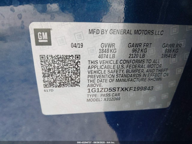 1G1ZD5STXKF199843 Chevrolet lfv - direct injection, variable valve timing, gen 1