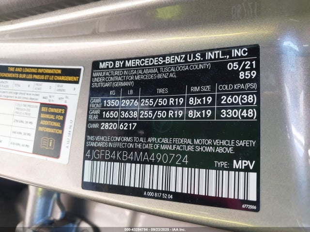 Mercedes-Benz m264 2021 4JGFB4KB4MA490724 Image 9
