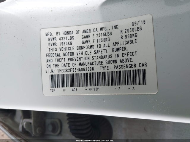 1HGCR2F55HA063698 Honda k24w1