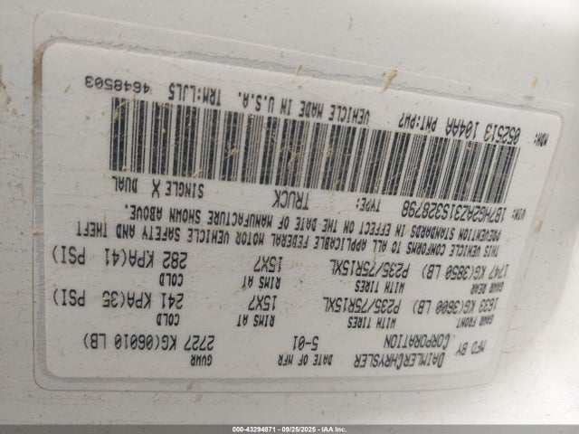 Aukcja sprzedaży 2001 Dodge Dakota Slt/sport, vin: 1B7HG2AZ31S328798, numer aukcji: 43294871